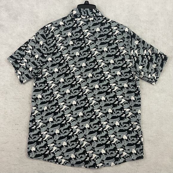 NFL Team Apparel Las Vegas Raiders Camp Shirt Mens L Black Button Up Cabana AOP - Picture 7 of 11